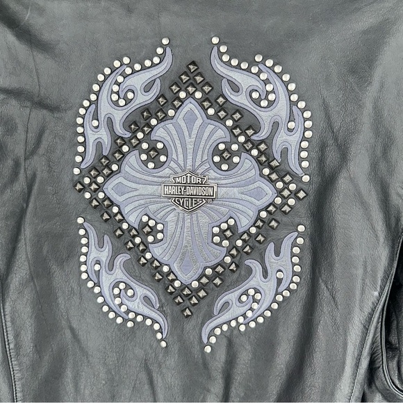 Harley-Davidson Women's Black Leather Full Zip Motorcycle Jacket - Size XL - Picture 8 of 9